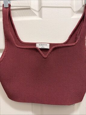 Babaton Ribbed Cropped Tank Top in Wine